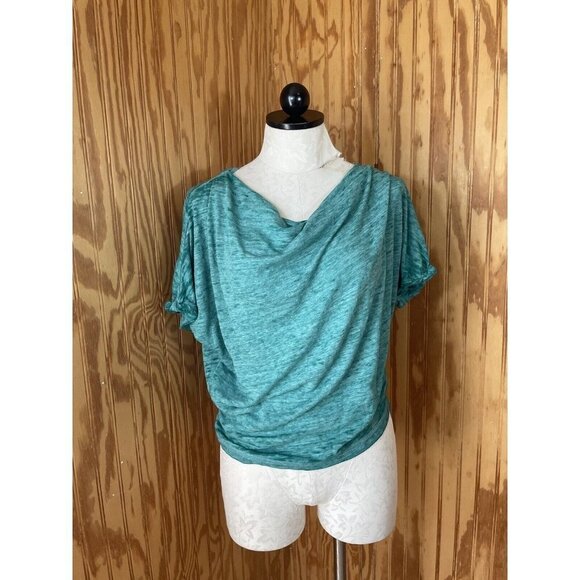 Free People We The Free Turquoise Knit Top Stretch Small Short Sleeve Blouse - Picture 1 of 8
